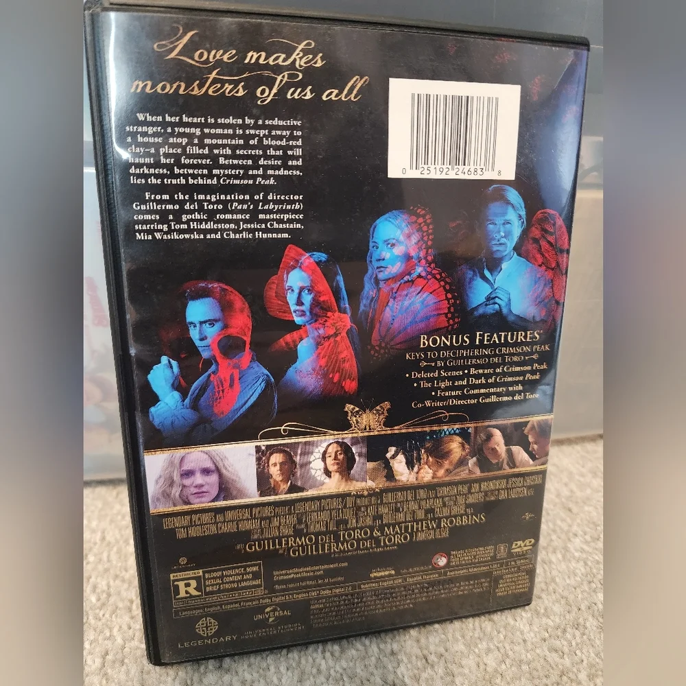 2/$13 Crimson Peak DVD - Used - Guillermo del Toro Gothic Horror Film - Picture 2 of 3